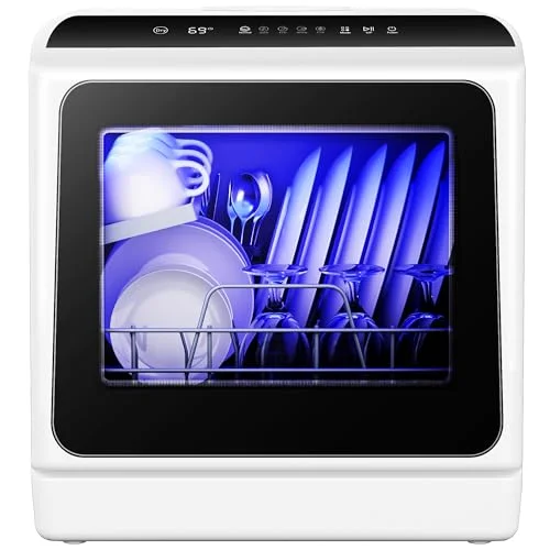 EUHOMY countertop dishwasher with black door